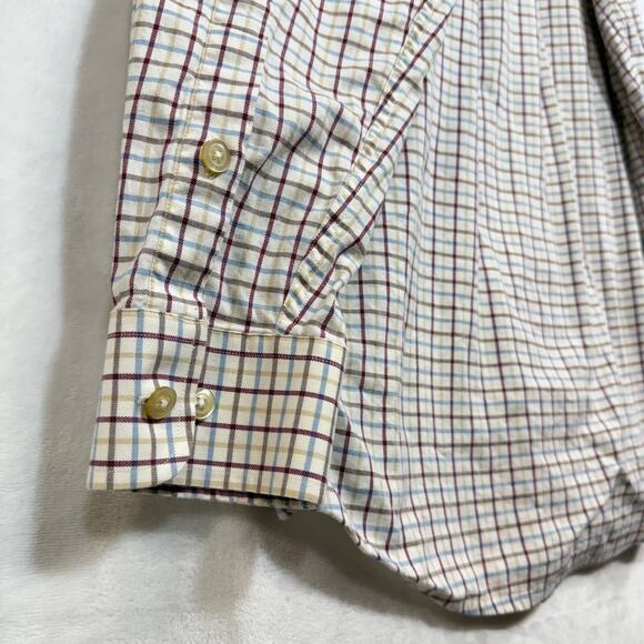 Orvis M White Check Button Down Shirt Woven Cotton Casual‎ Formal Wedding Guest - Picture 2 of 8